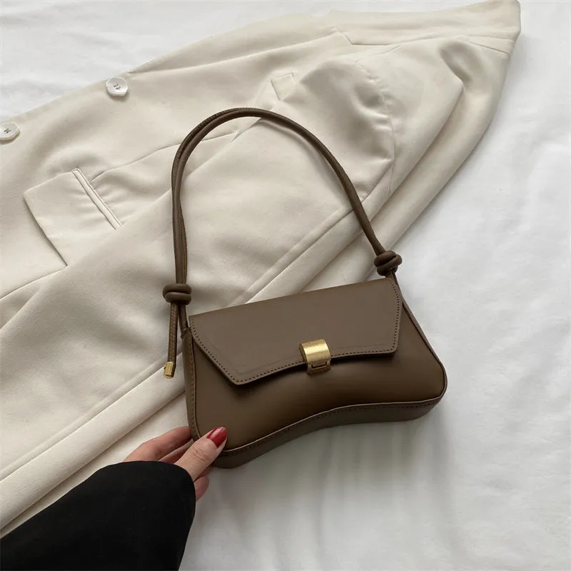 Women's PU shoulder bag in street-trend style with sandwich pocket, available in 5 colours