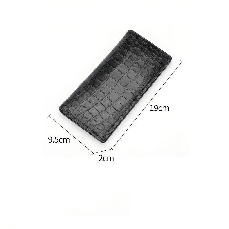 Men's black genuine leather business wallet with card and coin slots on white background