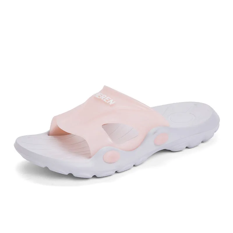 Men's indoor plastic flip-flop bathroom slippers with rubber sole, available in multiple colours and sizes 36-45