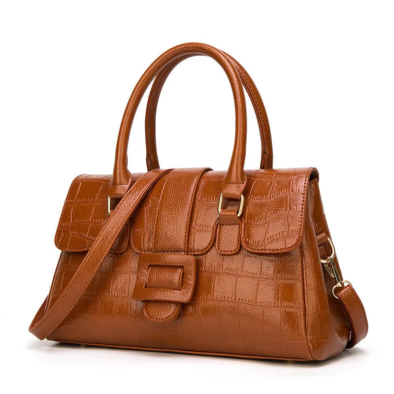Women's Noble handbag PU crocodile pattern crossbody shoulder bag with magnetic buckle multi-compartment
