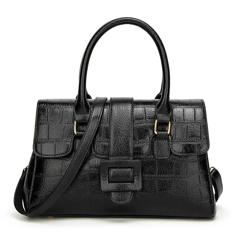 Women's Noble handbag PU crocodile pattern crossbody shoulder bag with magnetic buckle multi-compartment