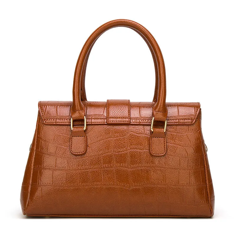 Women's Noble handbag PU crocodile pattern crossbody shoulder bag with magnetic buckle multi-compartment