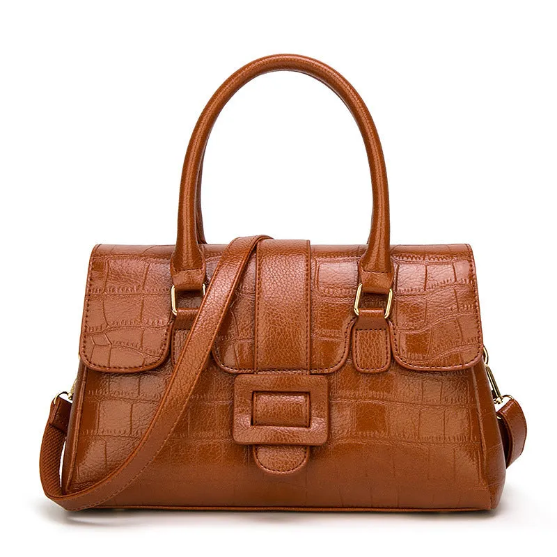 Women's Noble handbag PU crocodile pattern crossbody shoulder bag with magnetic buckle multi-compartment