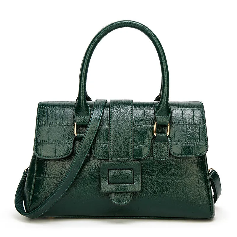 Women's Noble handbag PU crocodile pattern crossbody shoulder bag with magnetic buckle multi-compartment
