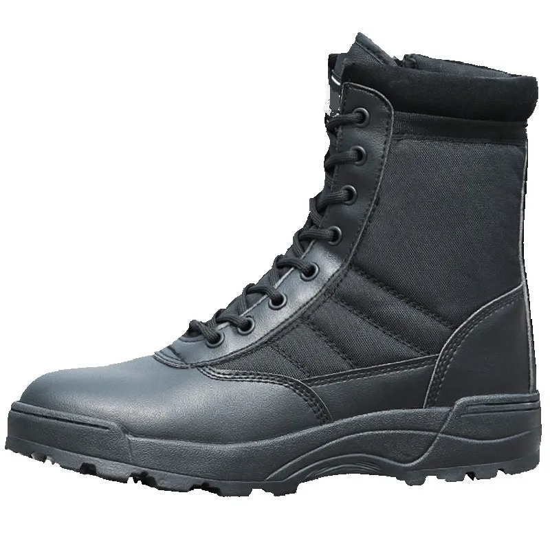 Desert combat boots in microfiber leather, sand colour, outdoor hiking shoes for men and women