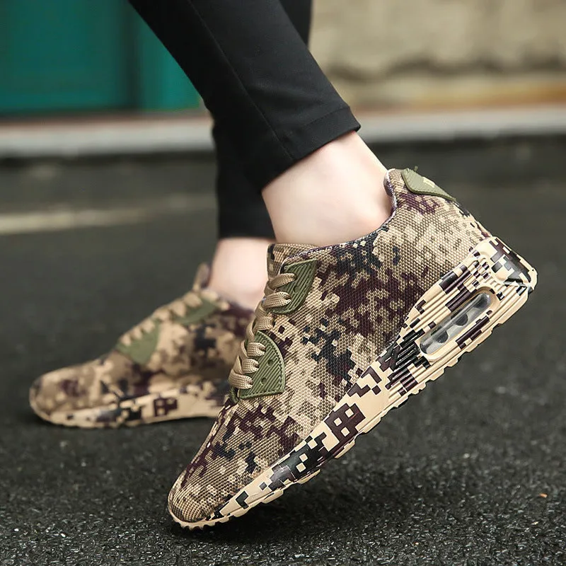 Unisex low-top running shoes in Army Green with cushioned sole, retro style, available in sizes 36-46
