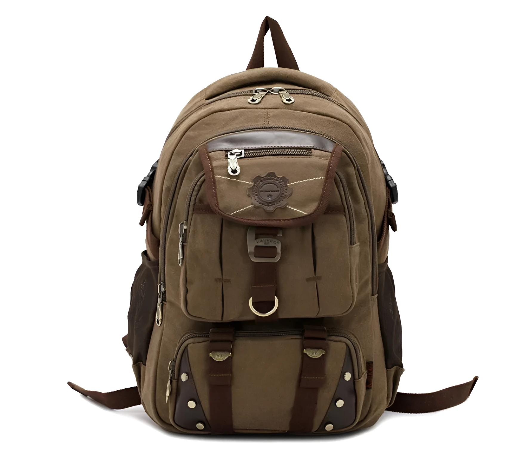 Canvas large 20-35L computer backpack with air cushion straps, black colour, square vertical section