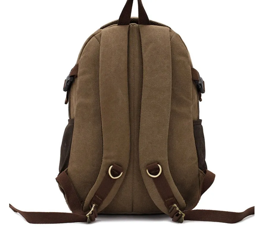 Canvas large 20-35L computer backpack with air cushion straps, black colour, square vertical section