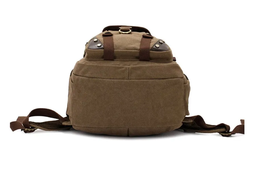 Canvas large 20-35L computer backpack with air cushion straps, black colour, square vertical section
