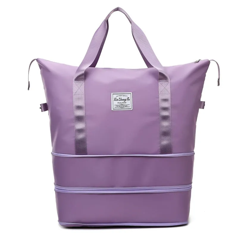 Large capacity waterproof Oxford cloth travel bag with double wet and dry separation in solid colour
