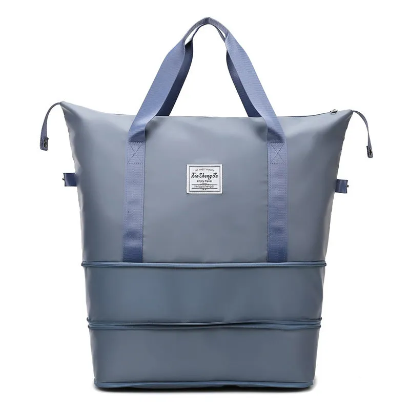 Large capacity waterproof Oxford cloth travel bag with double wet and dry separation in solid colour