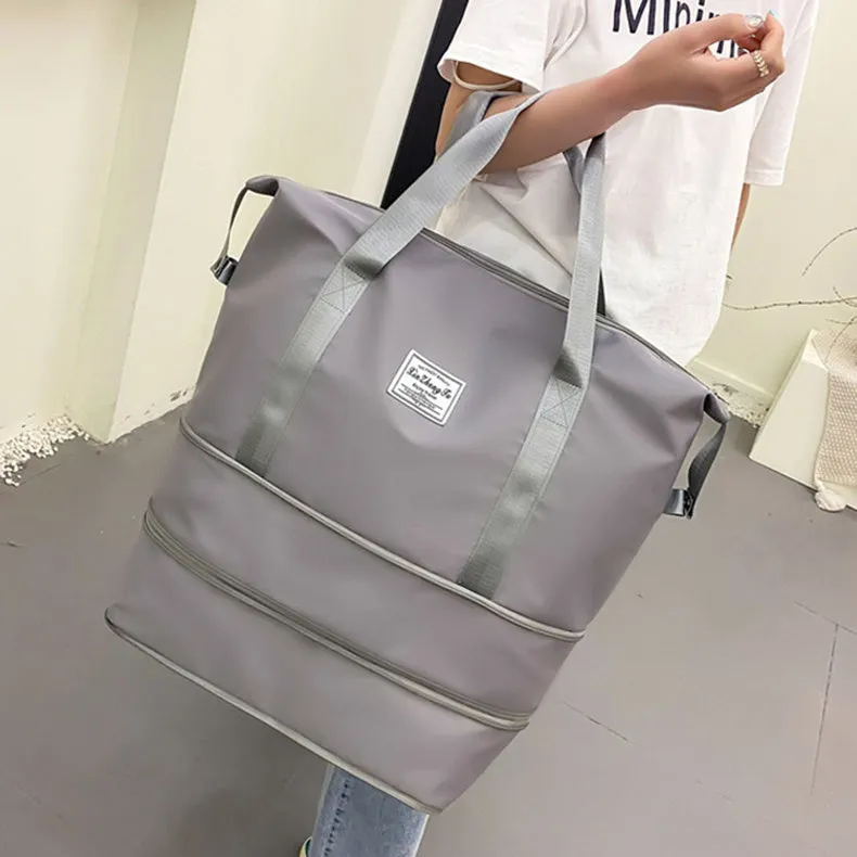 Large capacity waterproof Oxford cloth travel bag with double wet and dry separation in solid colour