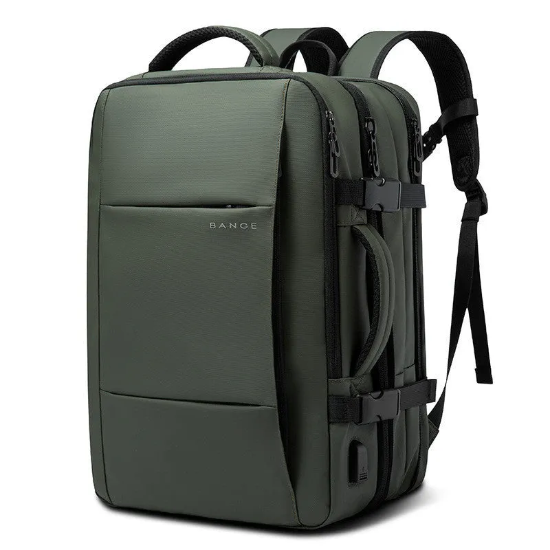 Foldable large capacity business backpack in waterproof Oxford cloth with curved shoulder straps and computer pocket