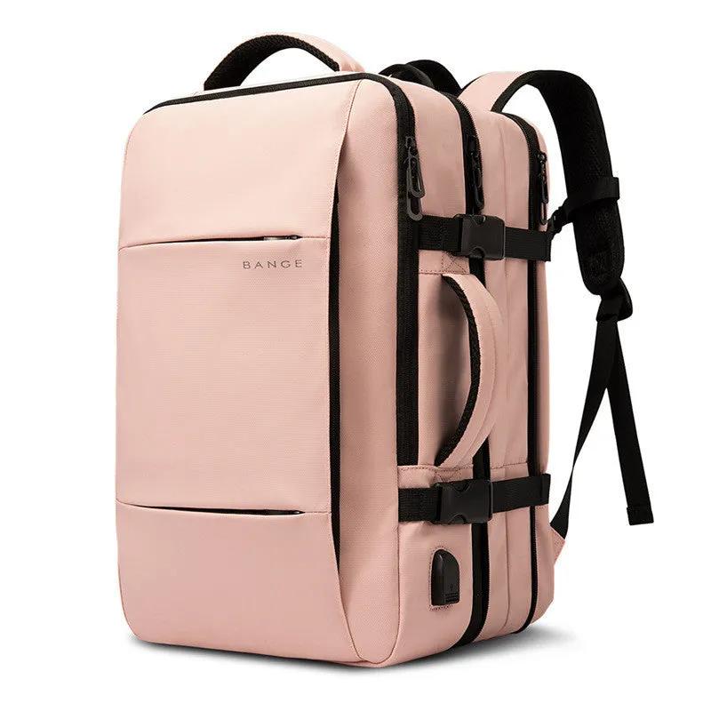 Foldable large capacity business backpack in waterproof Oxford cloth with curved shoulder straps and computer pocket