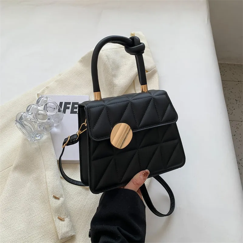 French Minority Design rhombus small handbag in black, soft cross body bag for travel, compact size