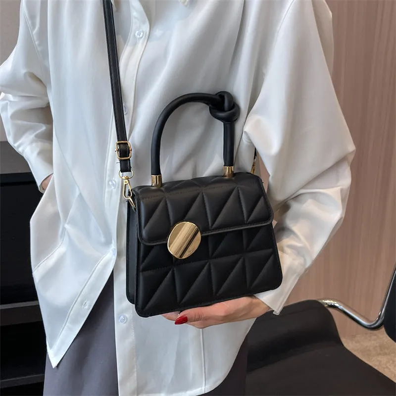 French Minority Design rhombus small handbag in black, soft cross body bag for travel, compact size