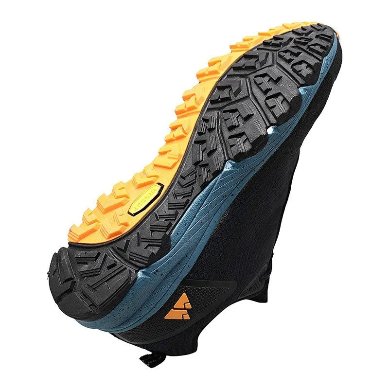 Men's black outdoor hiking shoes with rugged outsole for off-road trails, plus size fit