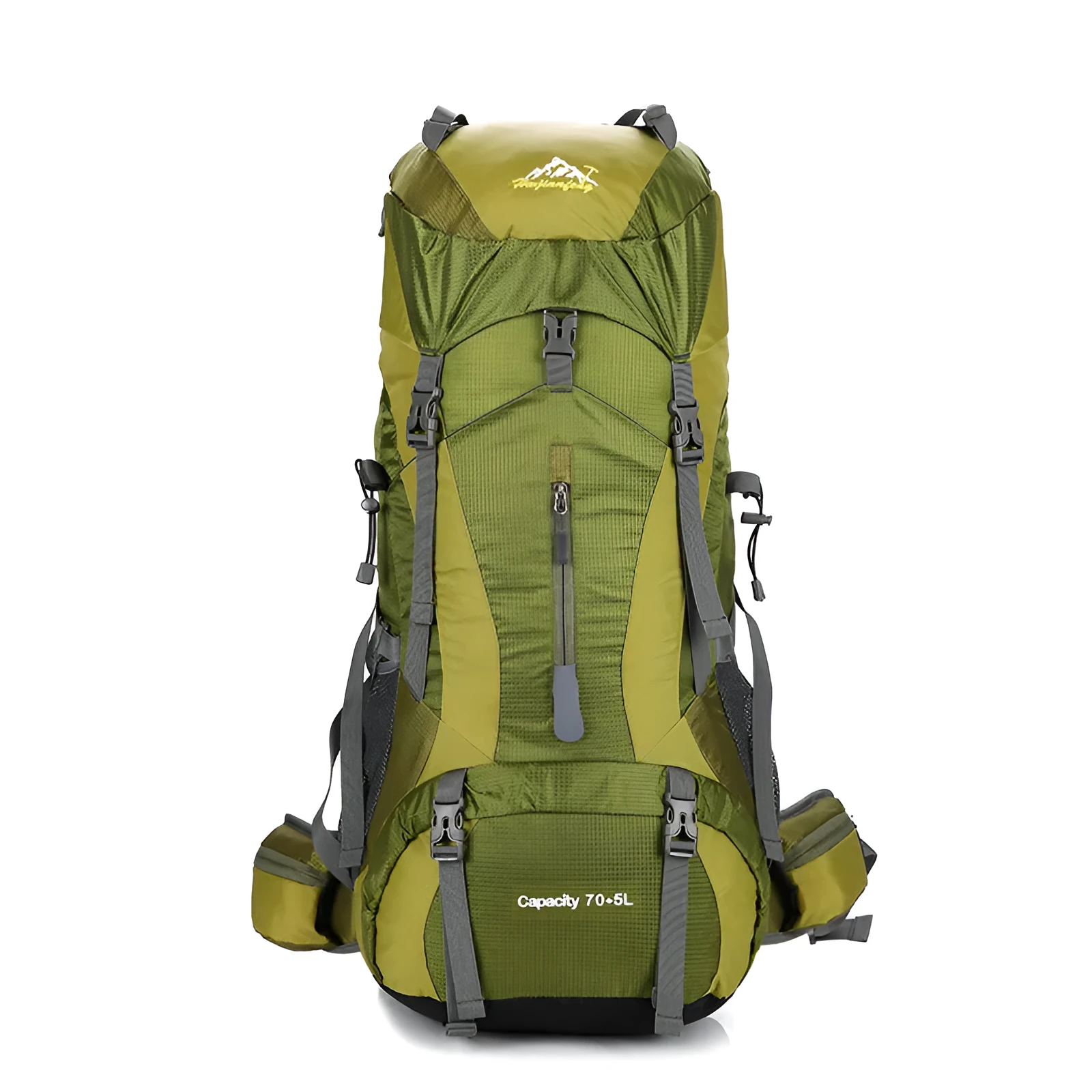Large capacity unisex mountaineering backpack with multiple pockets and pull strap buckle in black