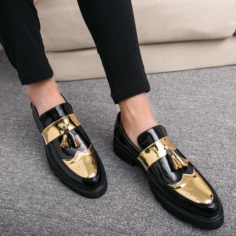 Men's British style casual shoes, microfiber upper, round toe, solid colour, sizes 37 to 45