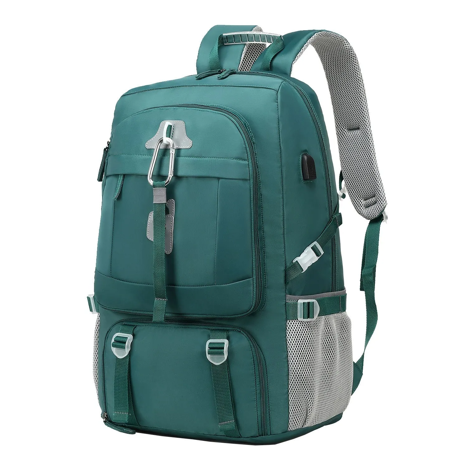 Large capacity business travel backpack in Oxford cloth with contrast stitching and curved shoulder strap, 55x20x35cm, black colour