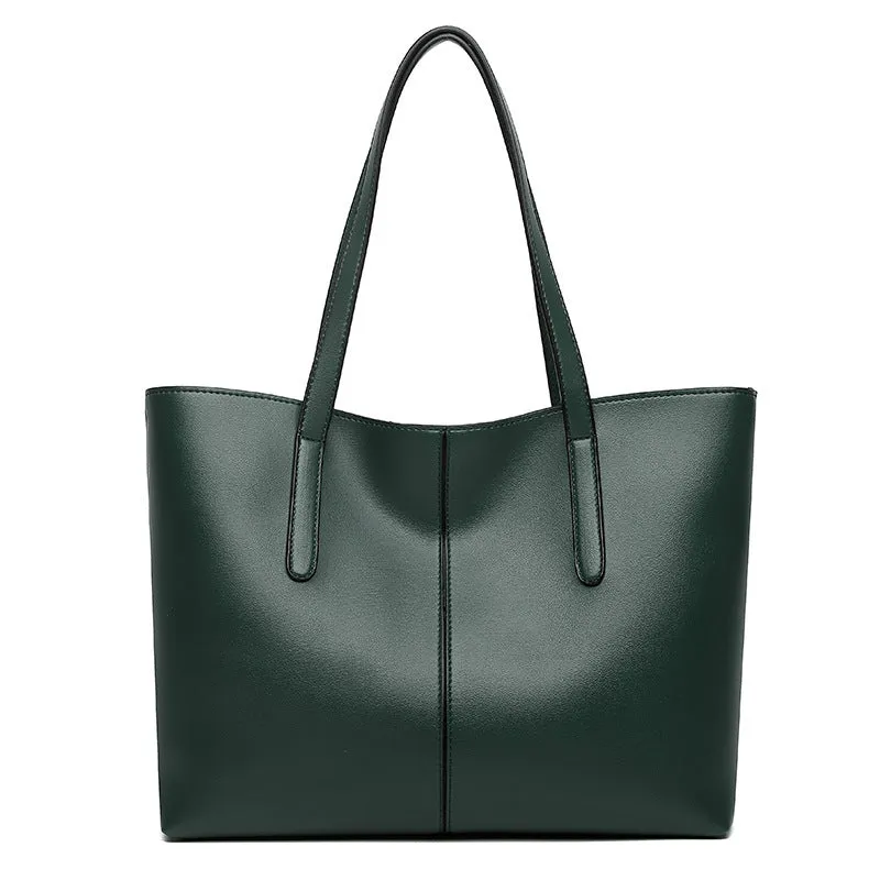 Simple Retro women's horizontal square PU shoulder bag with double straps in 1269 Black, 32x12x26cm