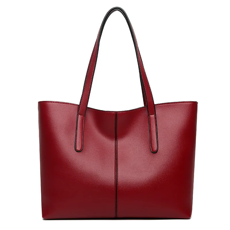 Simple Retro women's horizontal square PU shoulder bag with double straps in 1269 Black, 32x12x26cm