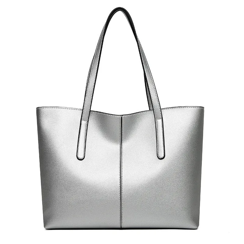 Simple Retro women's horizontal square PU shoulder bag with double straps in 1269 Black, 32x12x26cm