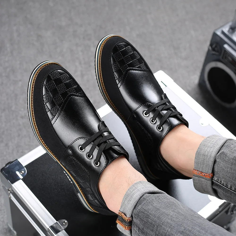 Men's casual hiking shoes with synthetic leather upper and lace-up front tie in black colour option