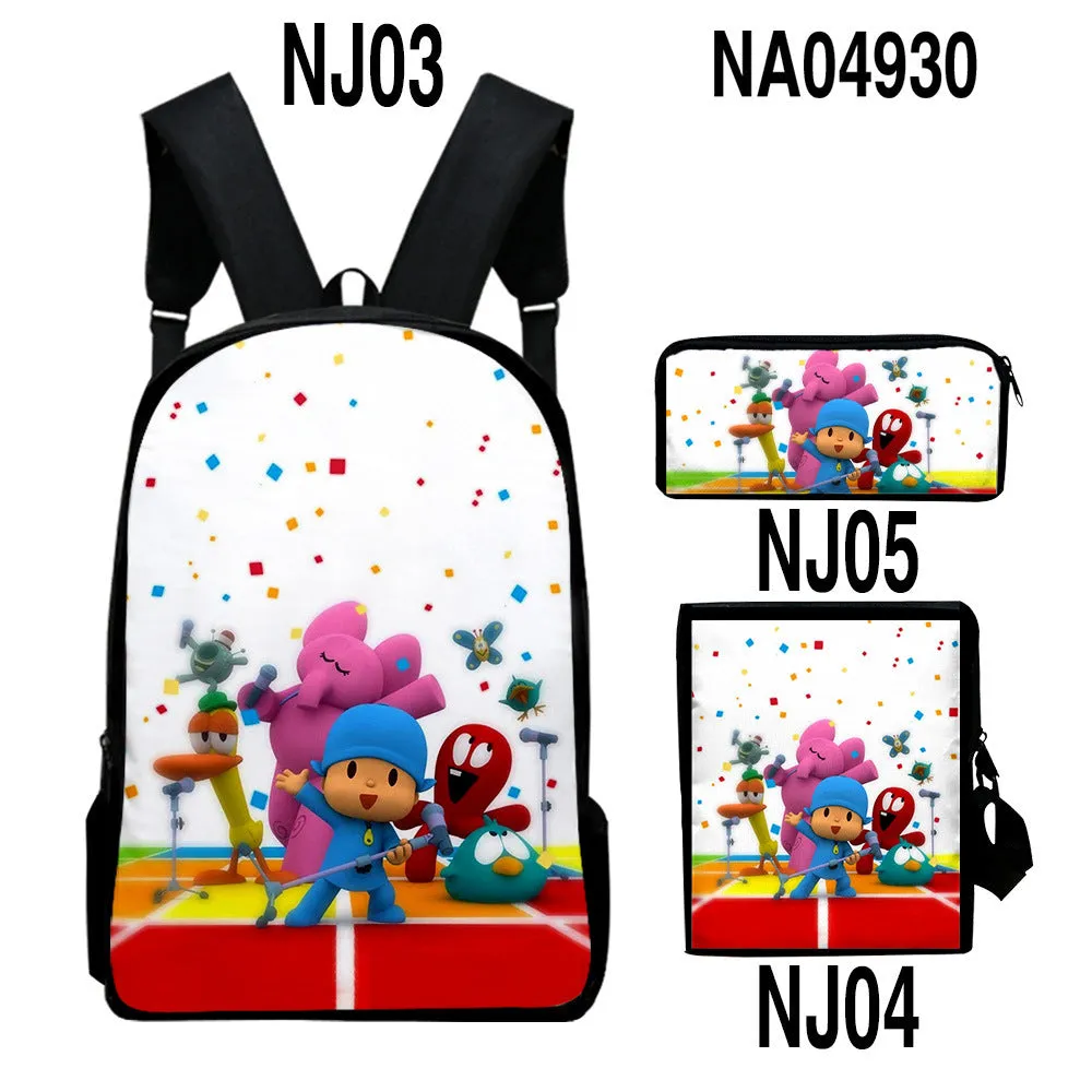 Digital colour printing Oxford cloth backpack set with square vertical section and printed character pattern