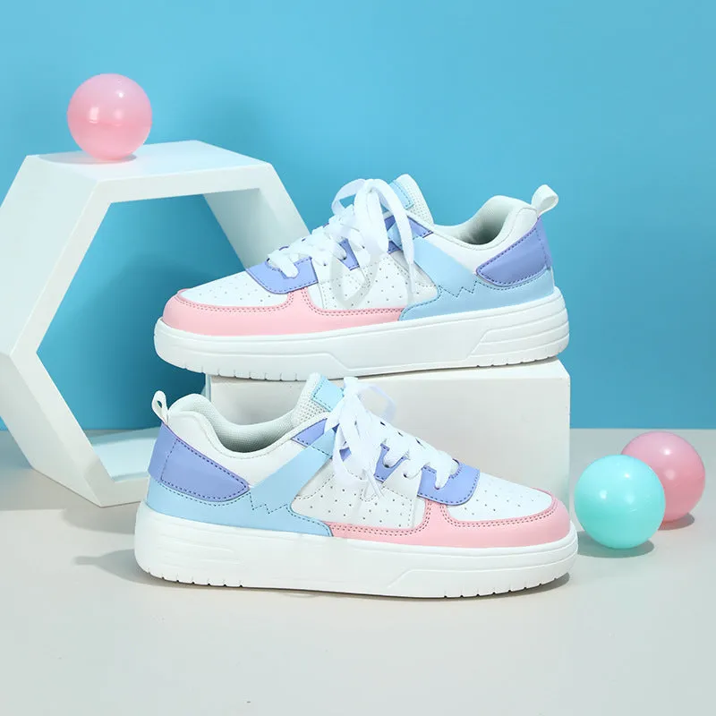 Unisex couple platform sneakers with EVA sole, mid heel 3-5CM, lace-up front, and round toe in a colour variant