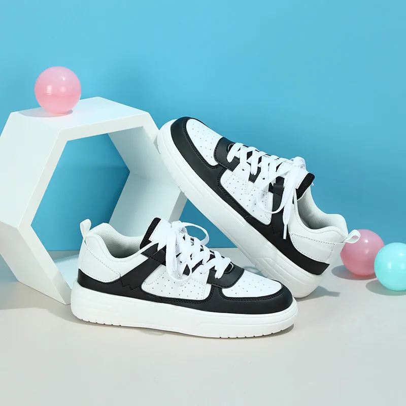 Unisex couple platform sneakers with EVA sole, mid heel 3-5CM, lace-up front, and round toe in a colour variant