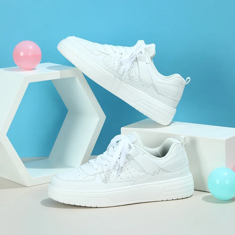 Unisex couple platform sneakers with EVA sole, mid heel 3-5CM, lace-up front, and round toe in a colour variant