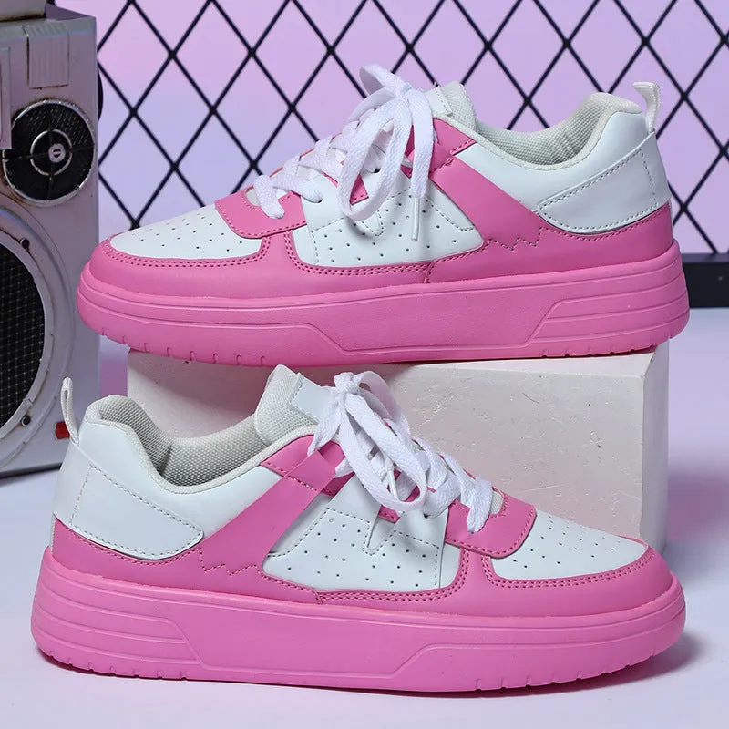 Unisex couple platform sneakers with EVA sole, mid heel 3-5CM, lace-up front, and round toe in a colour variant