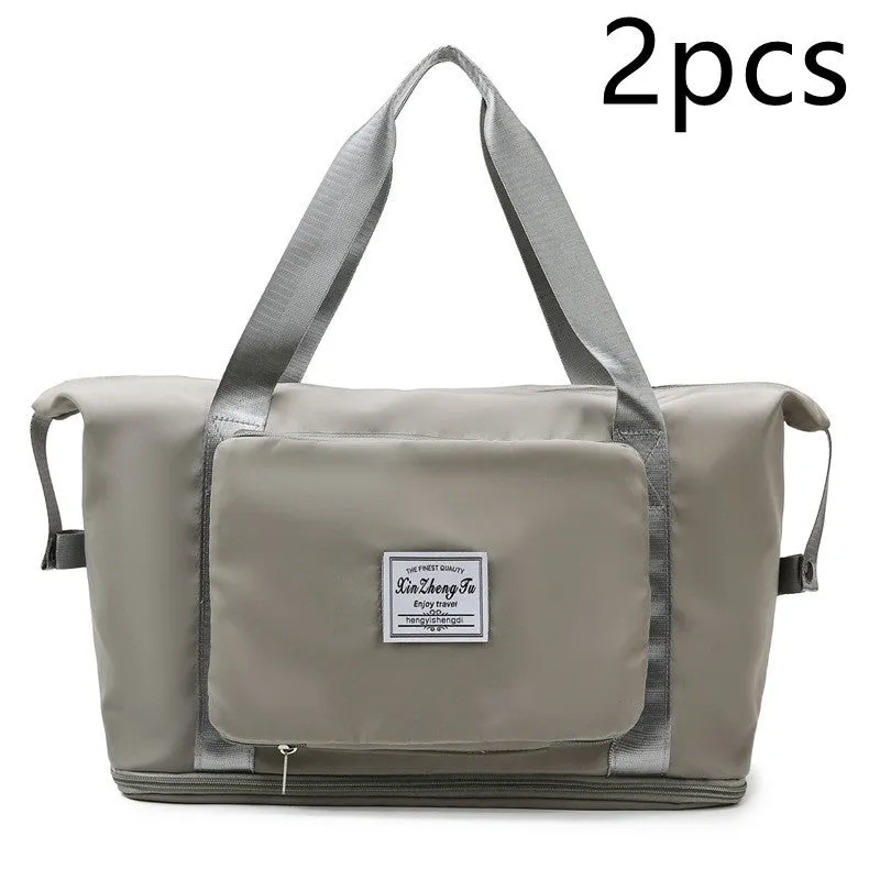 Oxford cloth travel bag in horizontal square shape with black colour and zip closure