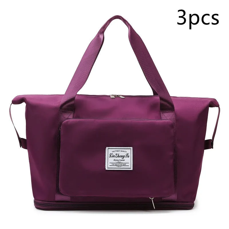 Oxford cloth travel bag in horizontal square shape with black colour and zip closure