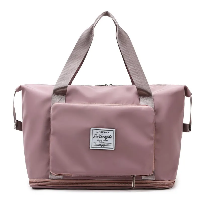 Oxford cloth travel bag in horizontal square shape with black colour and zip closure