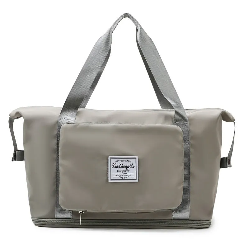 Oxford cloth travel bag in horizontal square shape with black colour and zip closure