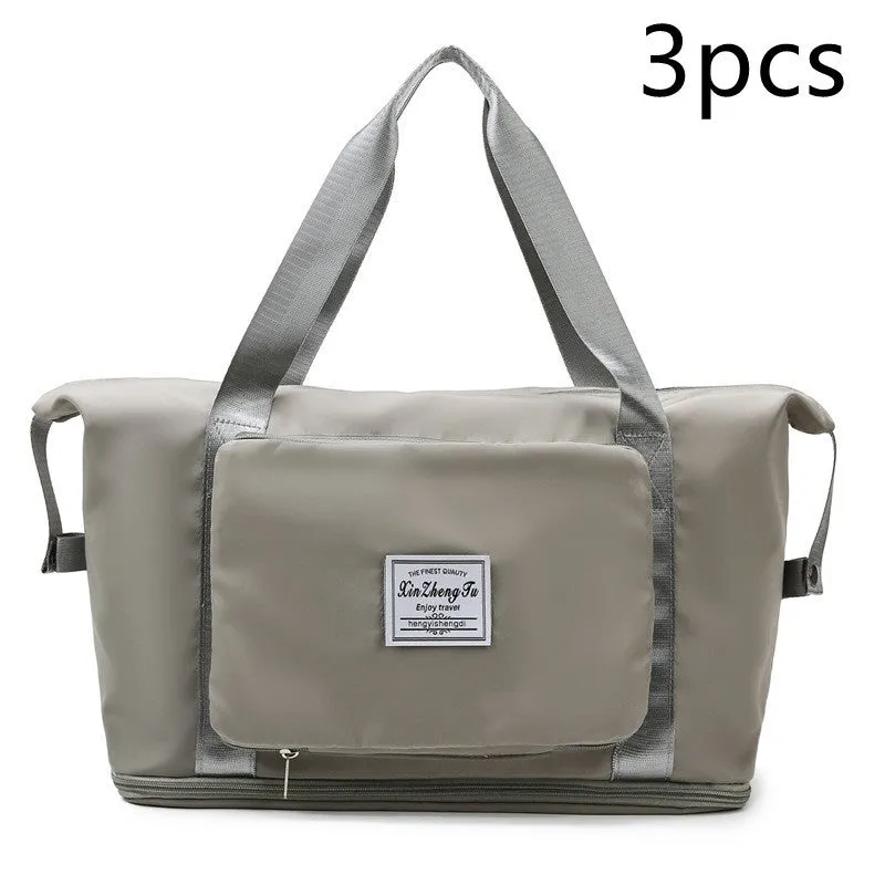 Oxford cloth travel bag in horizontal square shape with black colour and zip closure