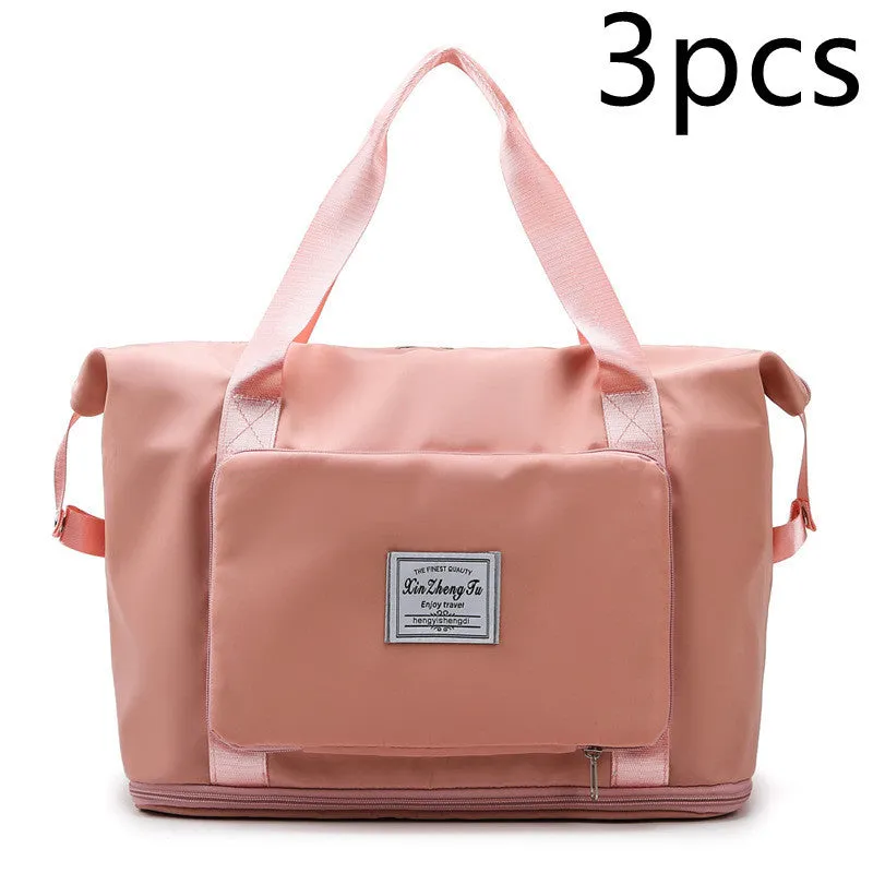 Oxford cloth travel bag in horizontal square shape with black colour and zip closure