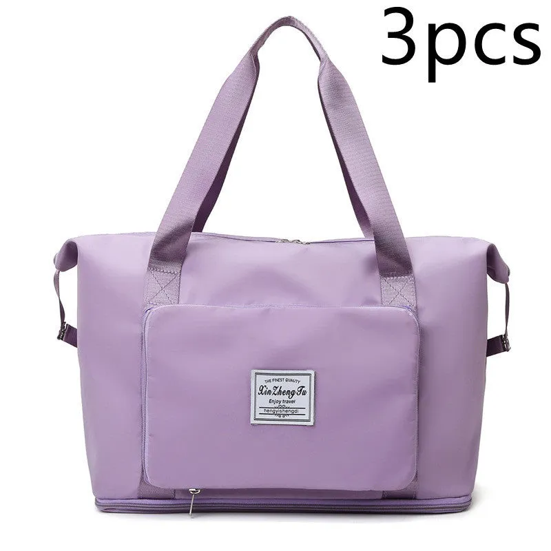 Oxford cloth travel bag in horizontal square shape with black colour and zip closure