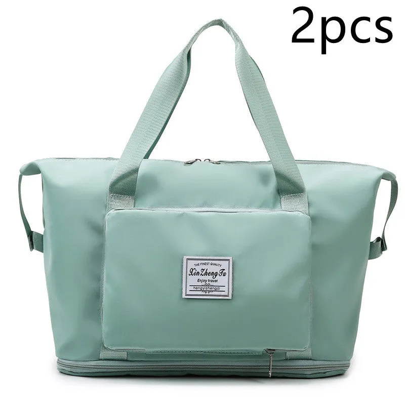 Oxford cloth travel bag in horizontal square shape with black colour and zip closure