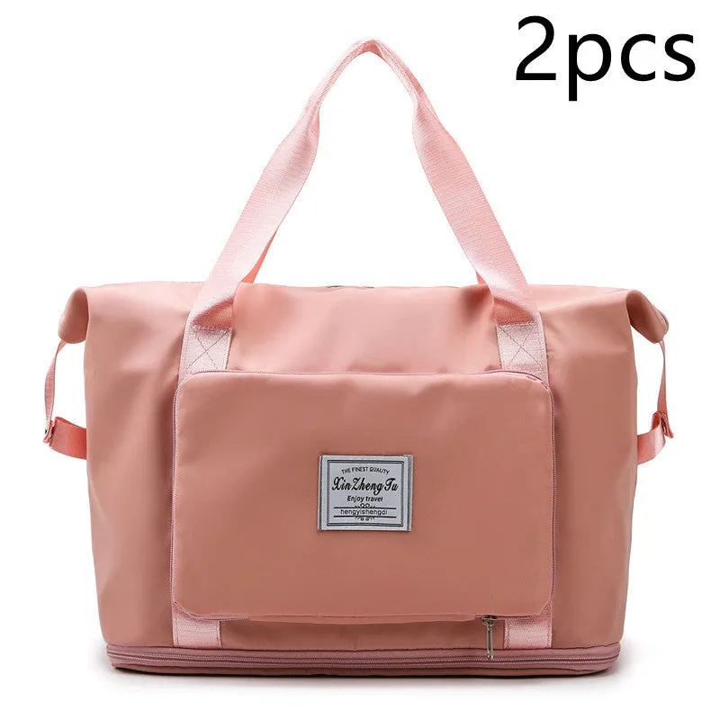 Oxford cloth travel bag in horizontal square shape with black colour and zip closure