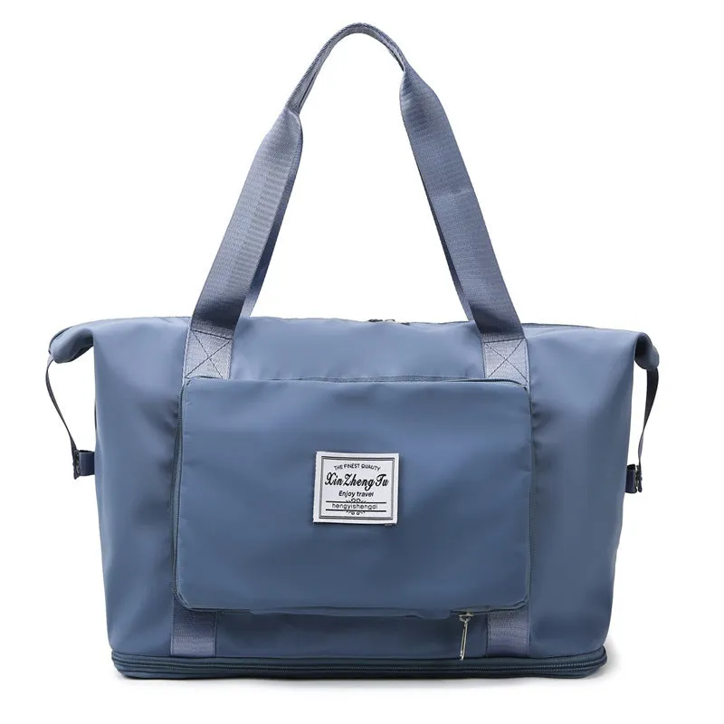 Oxford cloth travel bag in horizontal square shape with black colour and zip closure