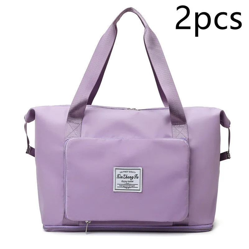 Oxford cloth travel bag in horizontal square shape with black colour and zip closure