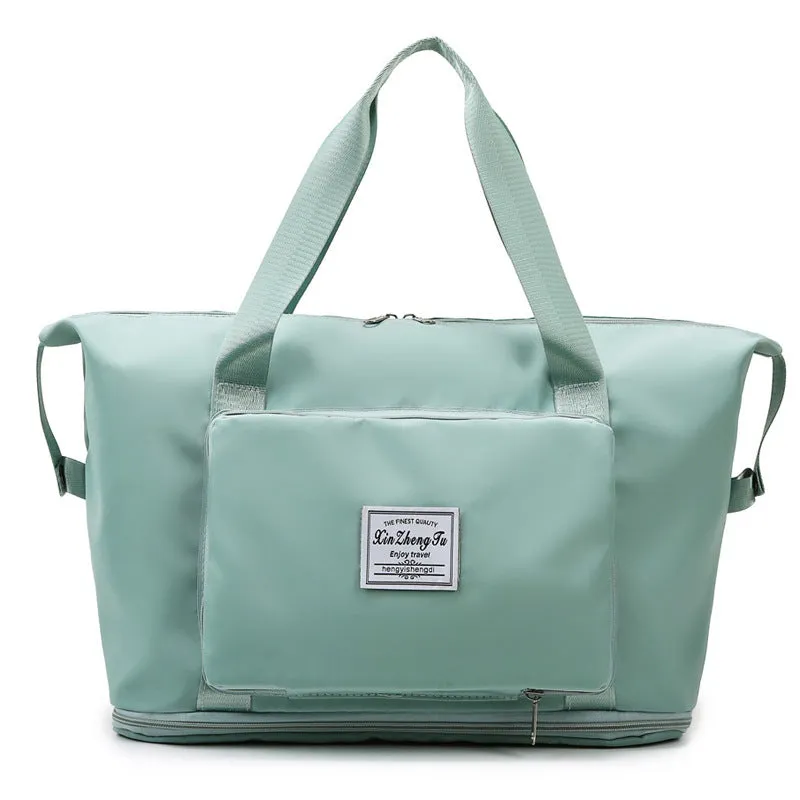 Oxford cloth travel bag in horizontal square shape with black colour and zip closure