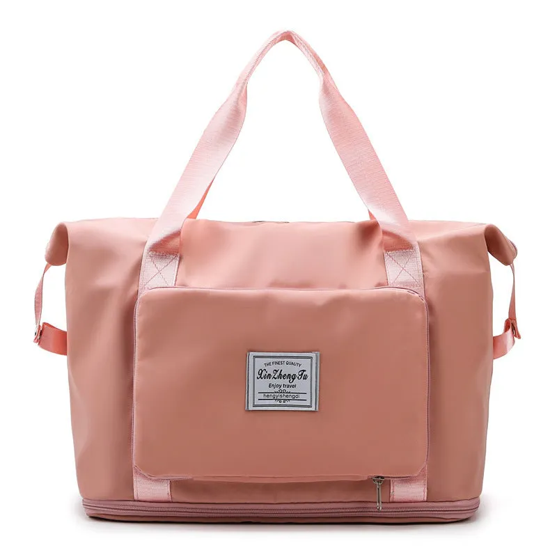 Oxford cloth travel bag in horizontal square shape with black colour and zip closure