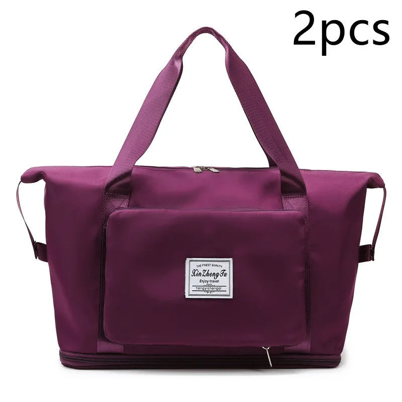 Oxford cloth travel bag in horizontal square shape with black colour and zip closure