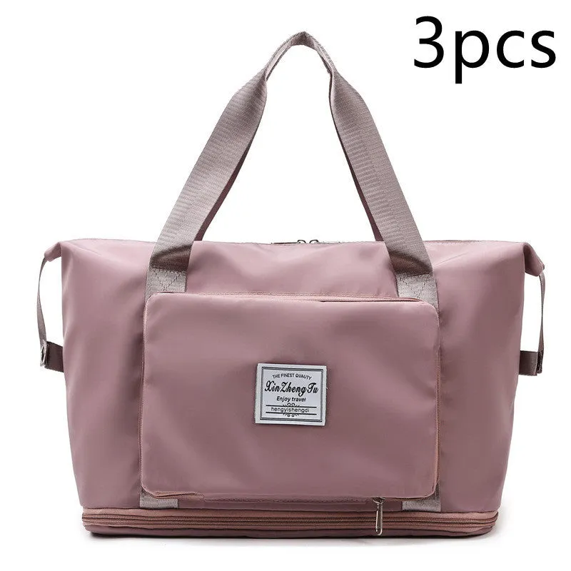 Oxford cloth travel bag in horizontal square shape with black colour and zip closure