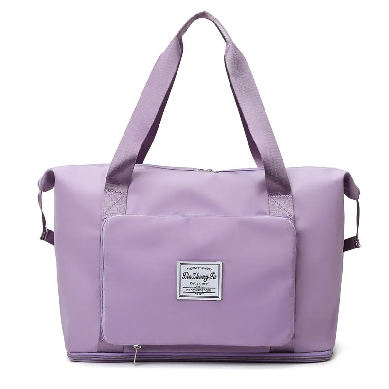 Oxford cloth travel bag in horizontal square shape with black colour and zip closure