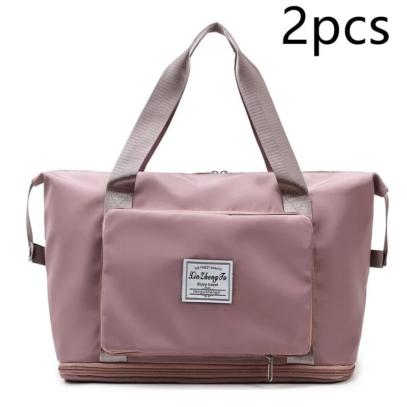 Oxford cloth travel bag in horizontal square shape with black colour and zip closure